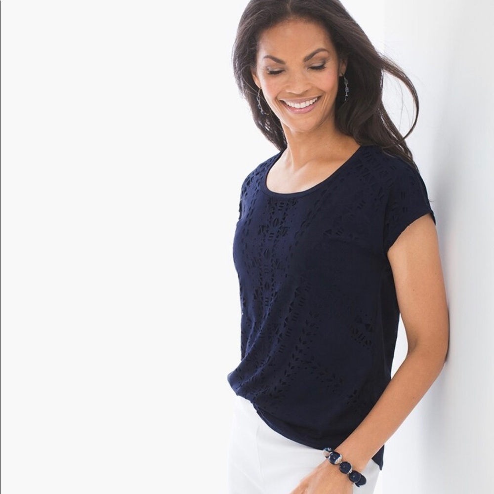 Chico’s faux suede t-shirt blouse